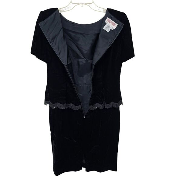 VTG Maggy London Petite Velvet Dress Sz 8 Black Whimsigoth Fairy Grunge Ren - Picture 4 of 9